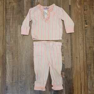 Juicy Couture 3-6 Months Pink and White Striped Matching Long Sleeve Pant Set
